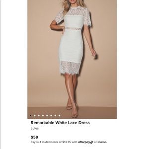 Lulu’s high-neck white Lacey dress. Wedding, rehearsal dinner, ect